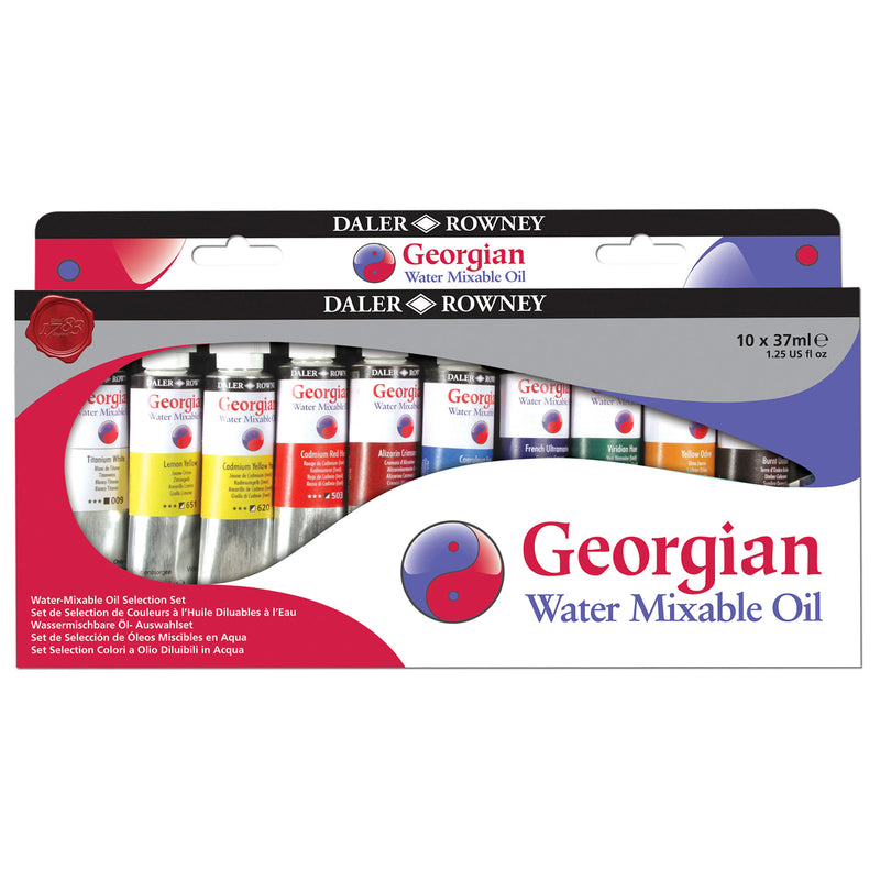 Georgian Water Mixable Oil Paint, Selection Set, Assorted Colors, 37ml, 10 Pieces