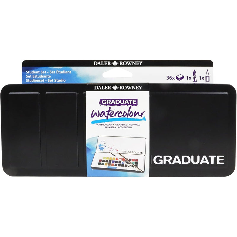 Graduate Watercolor Paint Half Pan Travel Set, Assorted Colors, 36 Pieces