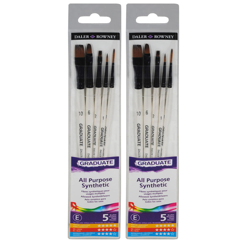 Graduate Classic Brush Set, Synthetic, 5 Pieces Per Set, 2 Sets
