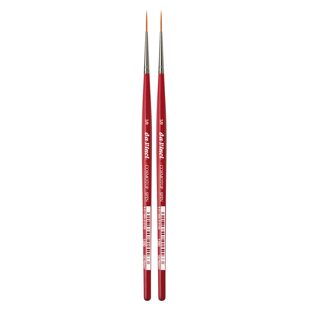 COSMOTOP-SPIN Rigger Brush, Synthetic, Acrylic & Watercolor, Pointed Liner, Series 5880, Size -3, Pack of 2