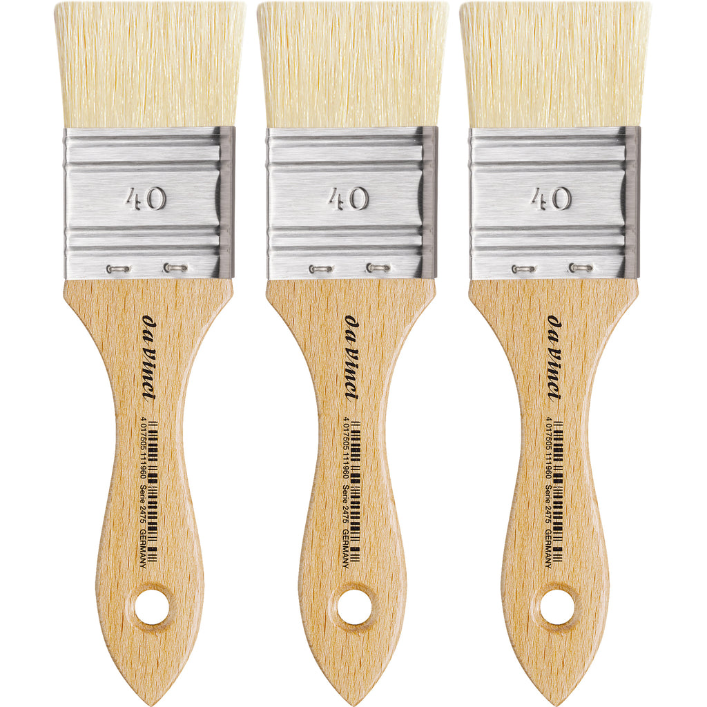 MAESTRO2 Mottler Brush, Natural Bristle, Acrylic & Oil, Flat, Series 2475, Size 40, Pack of 3