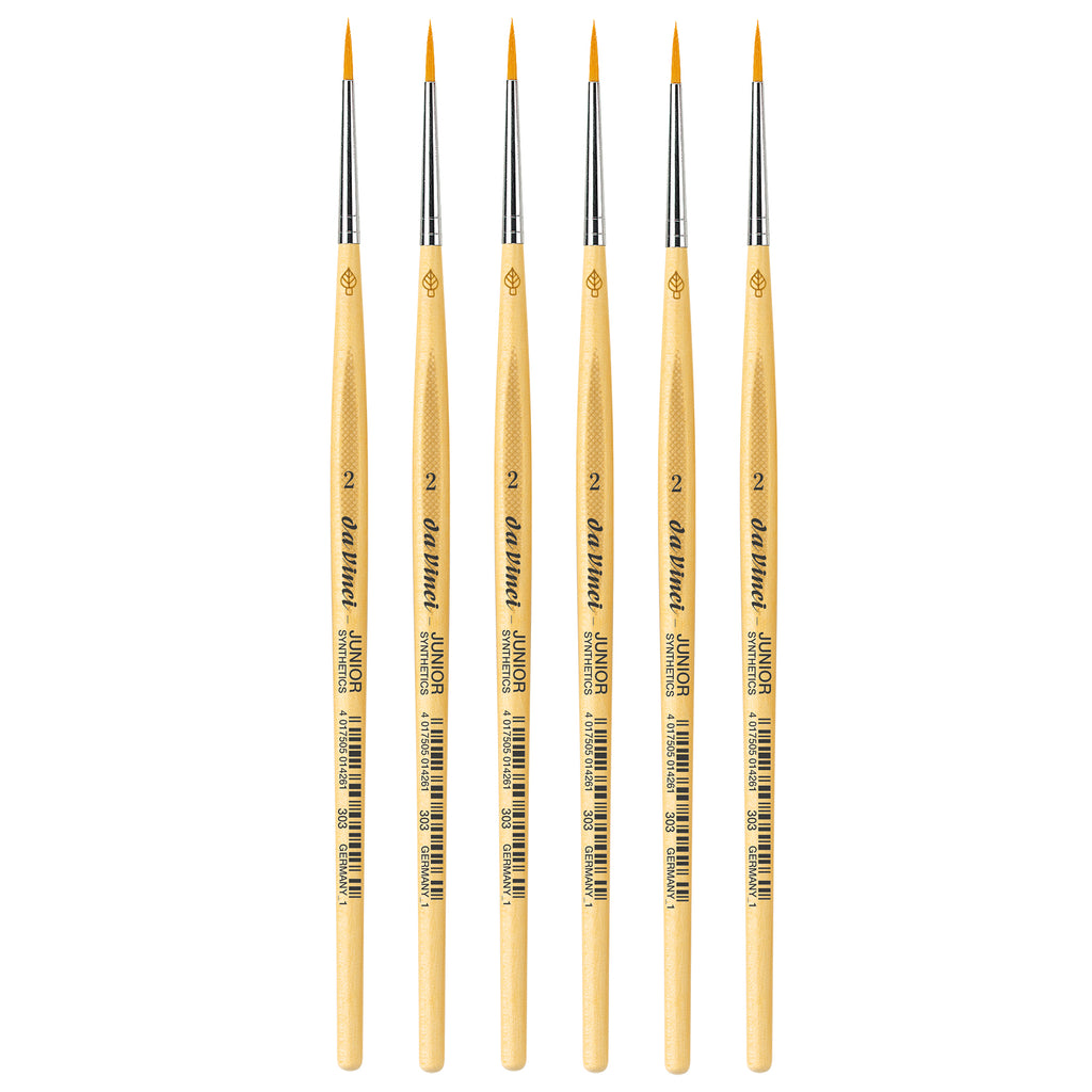 JUNIOR Synthetics Student Brush, Synthetic, Tempera, Round, Series 303, Size 2, Pack of 6