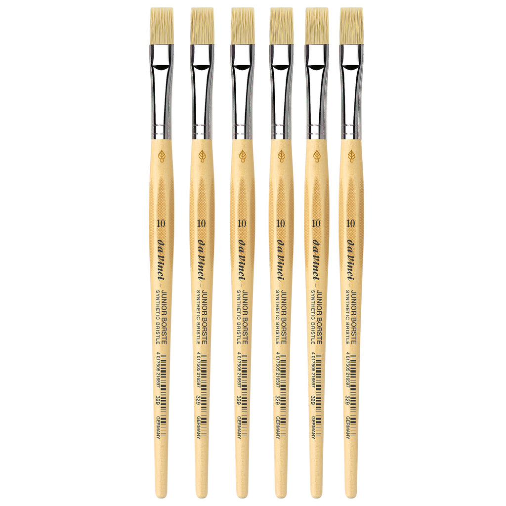 JUNIOR BORSTE Synthetic Student Brush, Synthetic, Tempera, Flat, Series 329, Size 10, Pack of 6