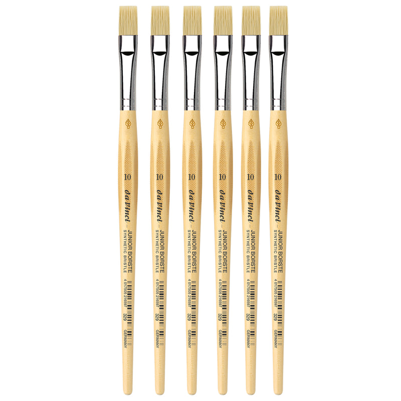 JUNIOR BORSTE Synthetic Student Brush, Synthetic, Tempera, Flat, Series 329, Size 10, Pack of 6