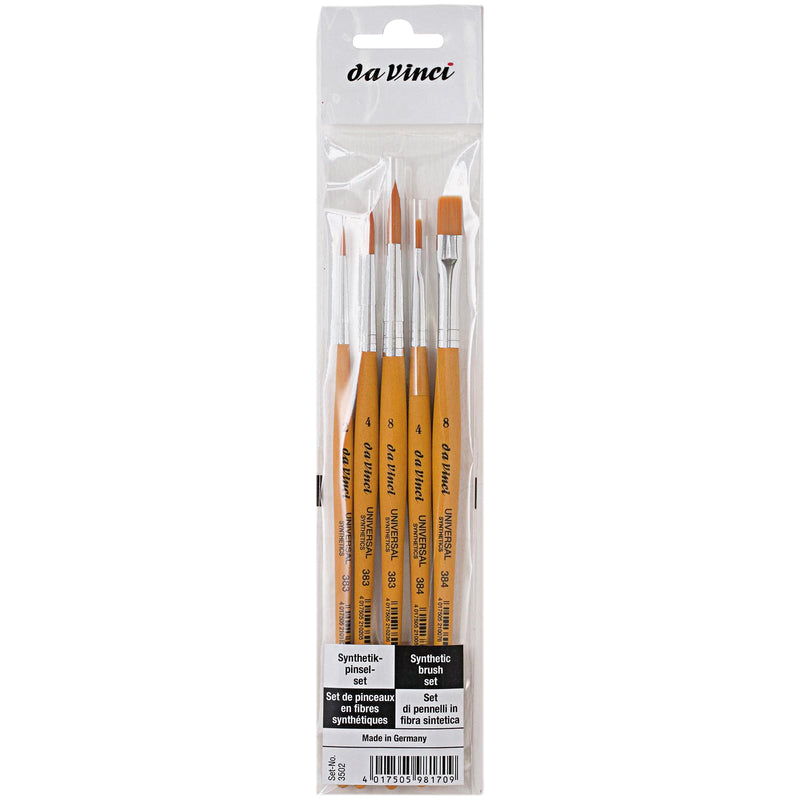 UNIVERSAL School Brushes, Synthetic, All Paint Types, Assorted, 5 Brush Set