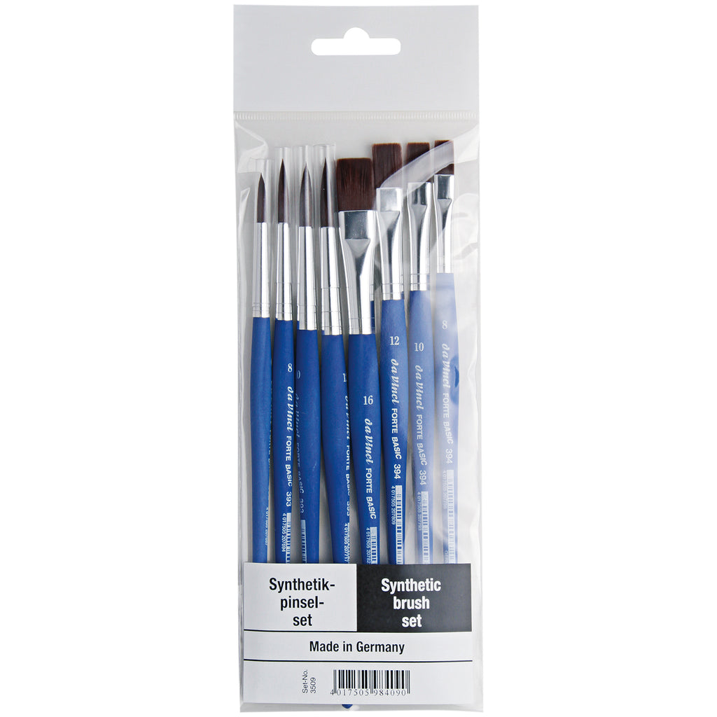 FORTE Basic Student Brush, Synthetic, Acrylic, Assorted, 7 Brush Set