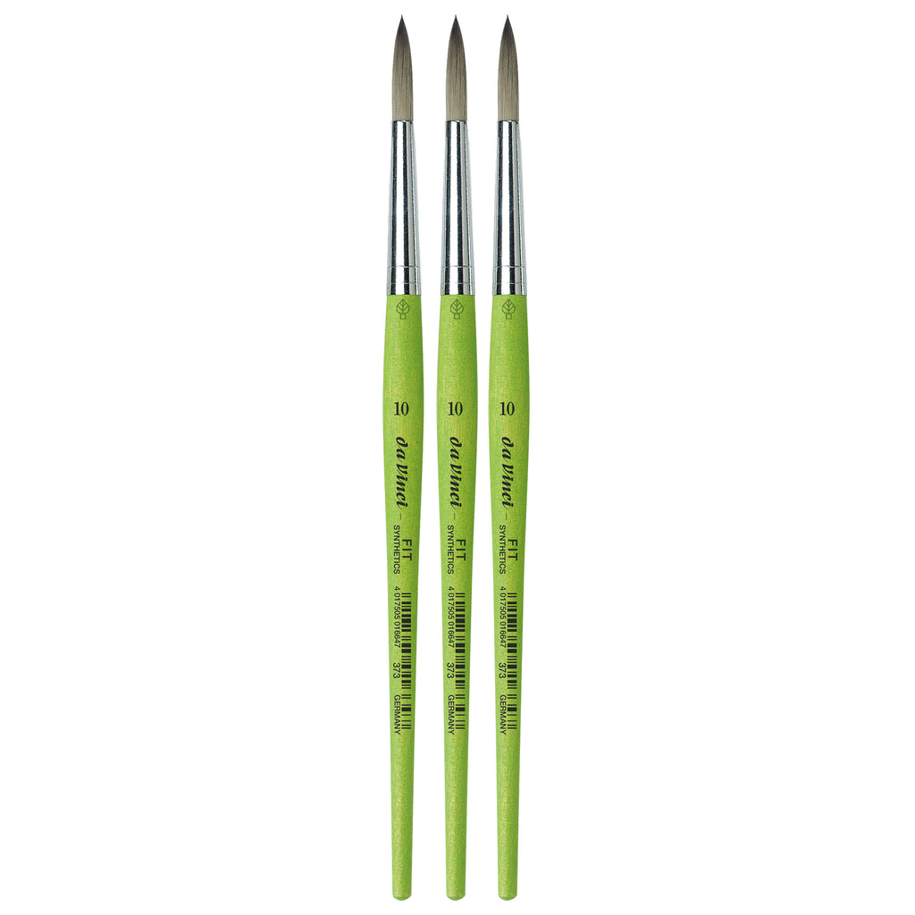 FIT Synthetics Student Brush, Synthetic, Acrylic & Tempera, Round, Series 373, Size 10, Pack of 3