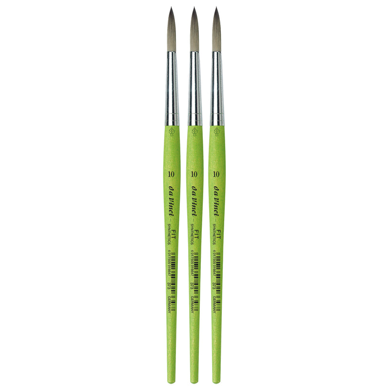 FIT Synthetics Student Brush, Synthetic, Acrylic & Tempera, Round, Series 373, Size 10, Pack of 3