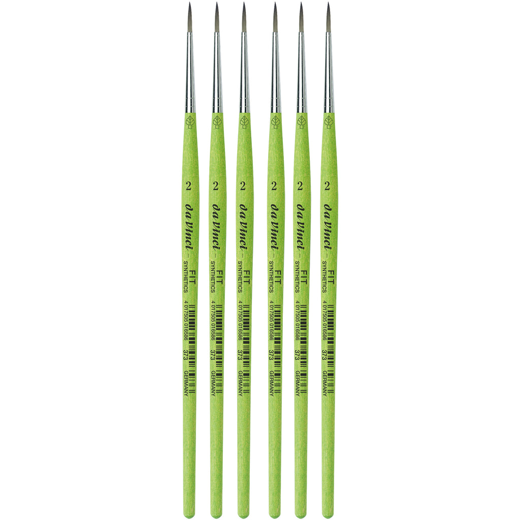 FIT Synthetics Student Brush, Synthetic, Acrylic & Tempera, Round, Series 373, Size 2, Pack of 6