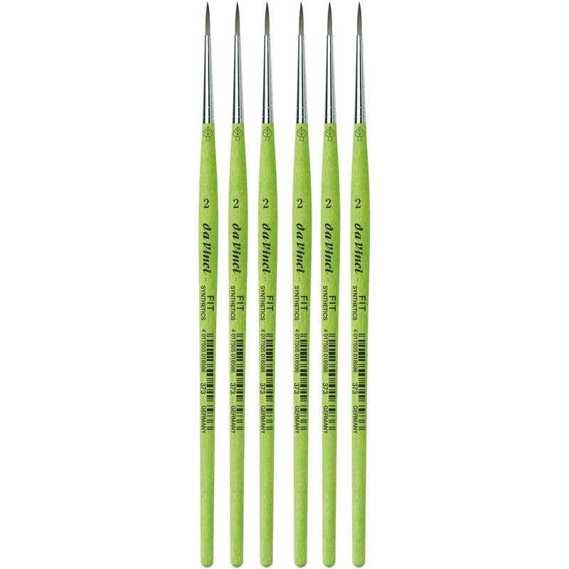 FIT Synthetics Student Brush, Synthetic, Acrylic & Tempera, Round, Series 373, Size 2, Pack of 6