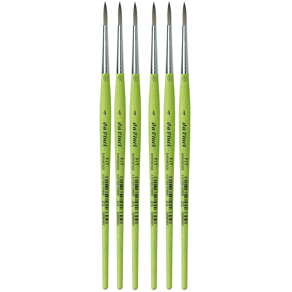 FIT Synthetics Student Brush, Synthetic, Acrylic & Tempera, Round, Series 373, Size 4, Pack of 6