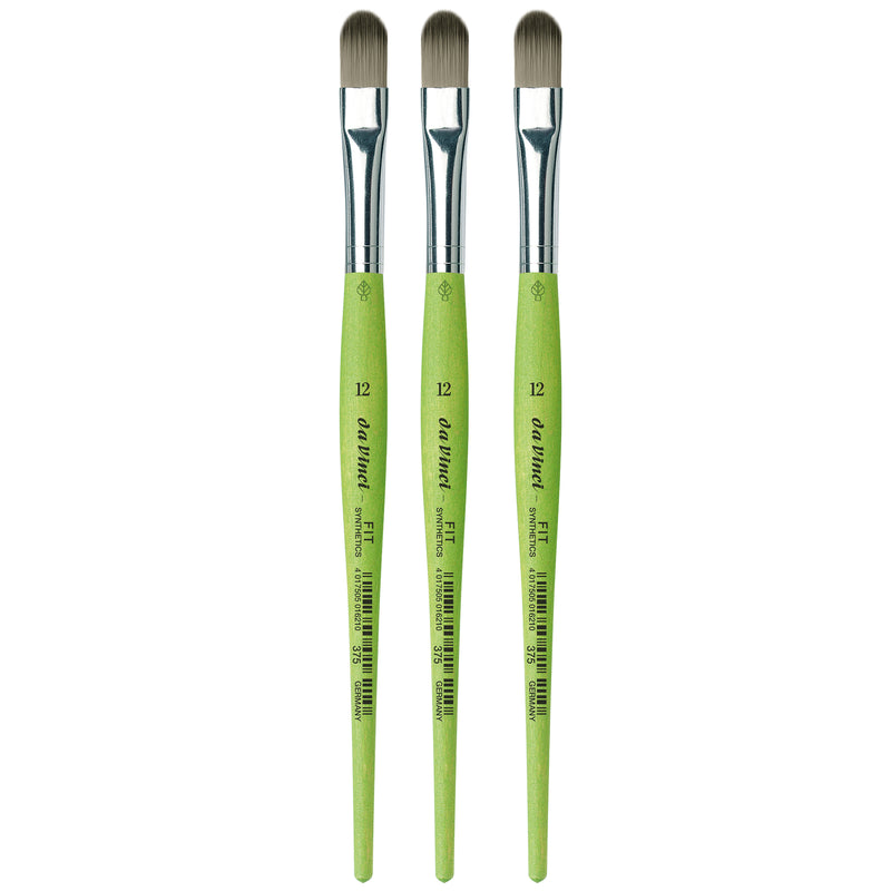 FIT Synthetics Student Brush, Synthetic, Acrylic & Tempera, Filbert, Series 375, Size 12, Pack of 3