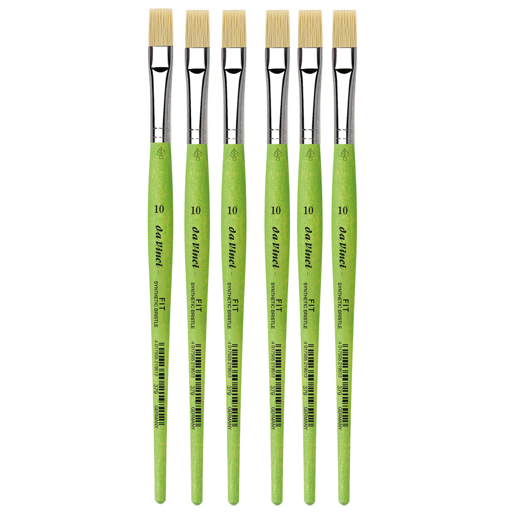 FIT Synthetics Student Brush, Synthetic, Acrylic & Oil, Flat, Series 379, Size 10, Pack of 6