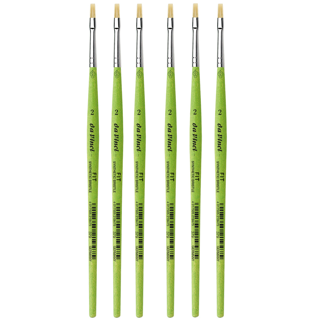 FIT Synthetics Student Brush, Synthetic, Acrylic & Oil, Flat, Series 379, Size 2, Pack of 6