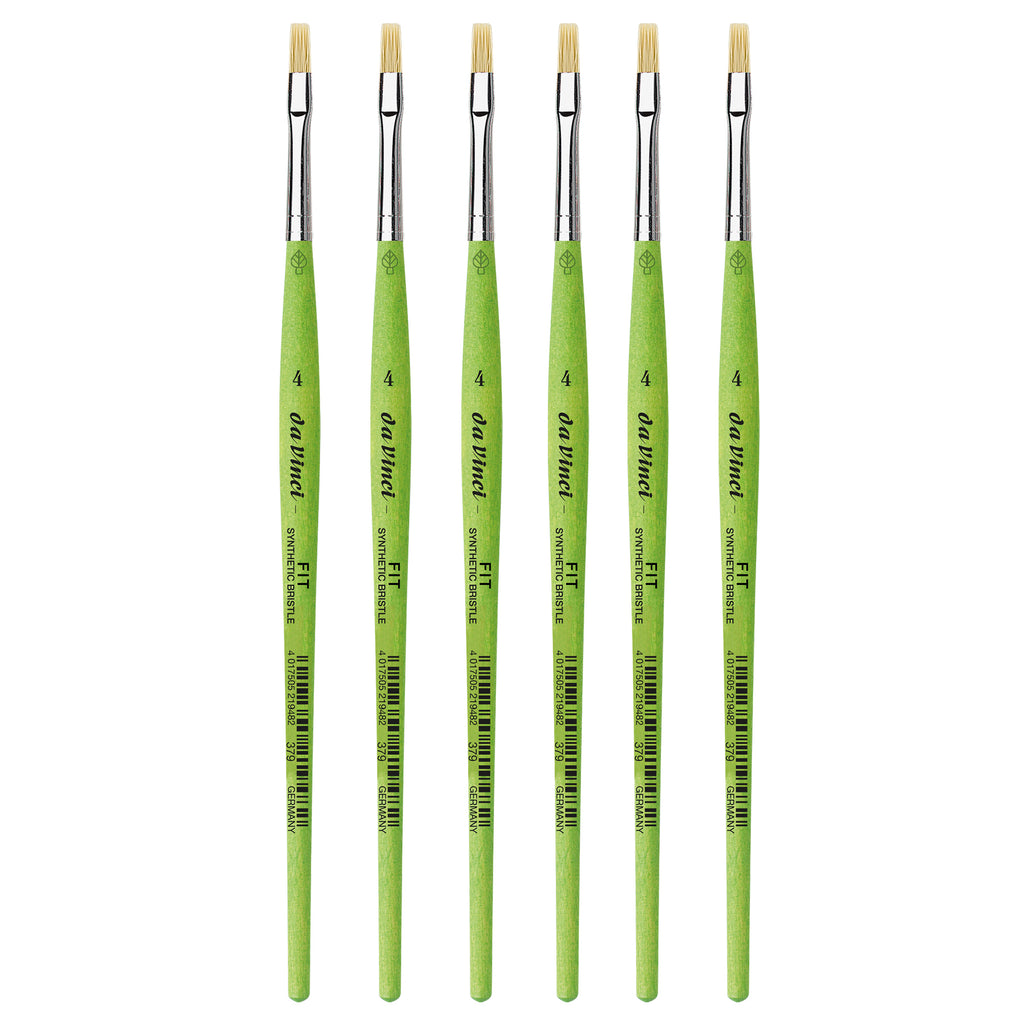 FIT Synthetics Student Brush, Synthetic, Acrylic & Oil, Flat, Series 379, Size 4, Pack of 6