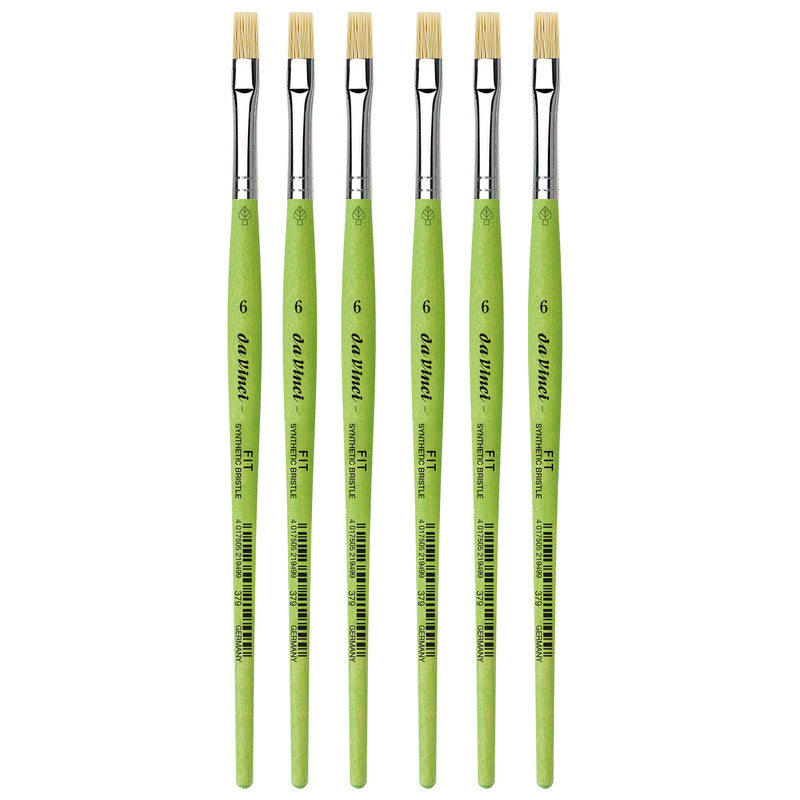 FIT Synthetics Student Brush, Synthetic, Acrylic & Oil, Flat, Series 379, Size 6, Pack of 6