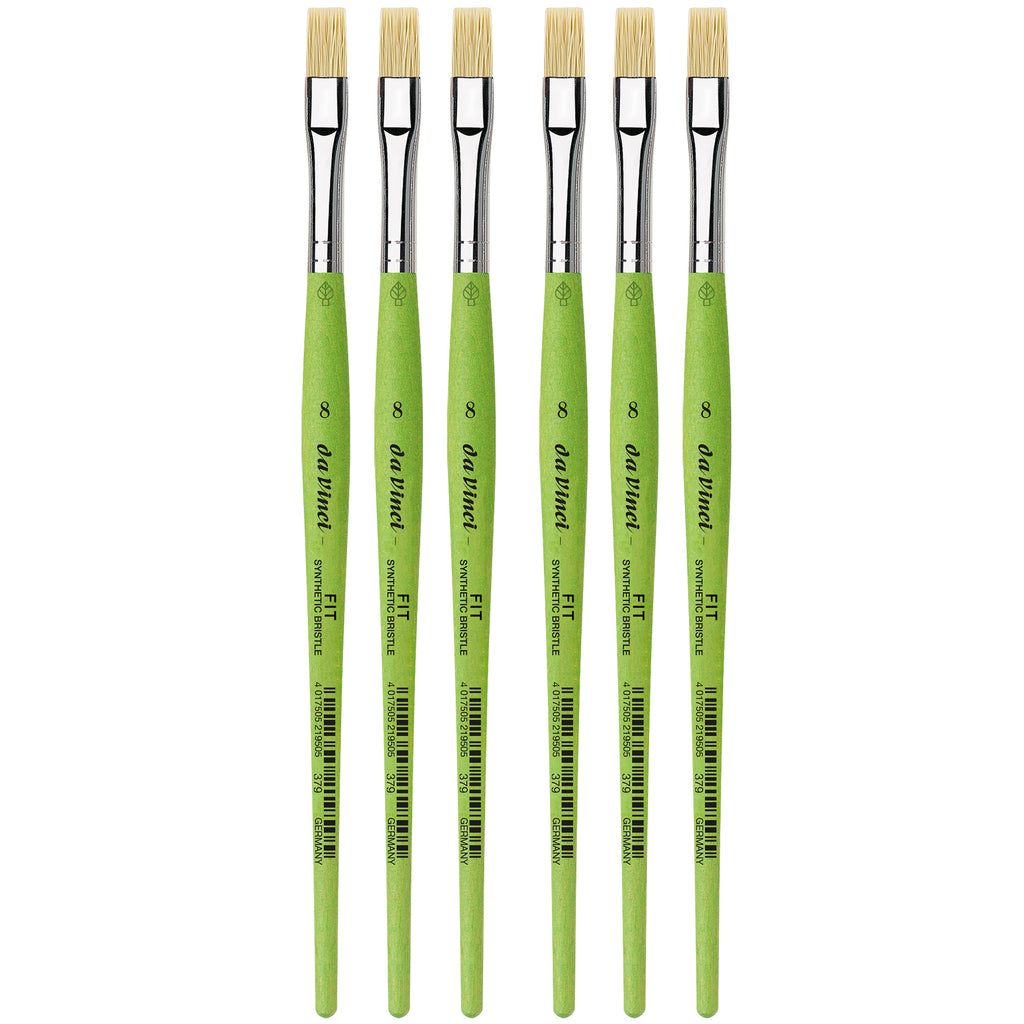 FIT Synthetics Student Brush, Synthetic, Acrylic & Oil, Flat, Series 379, Size 8, Pack of 6