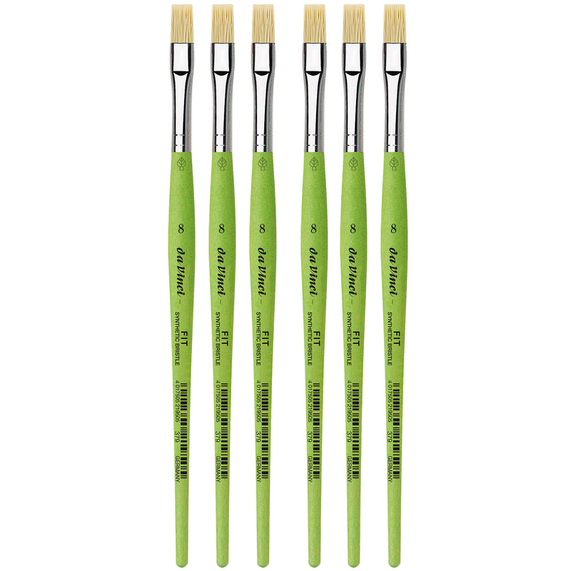 FIT Synthetics Student Brush, Synthetic, Acrylic & Oil, Flat, Series 379, Size 8, Pack of 6
