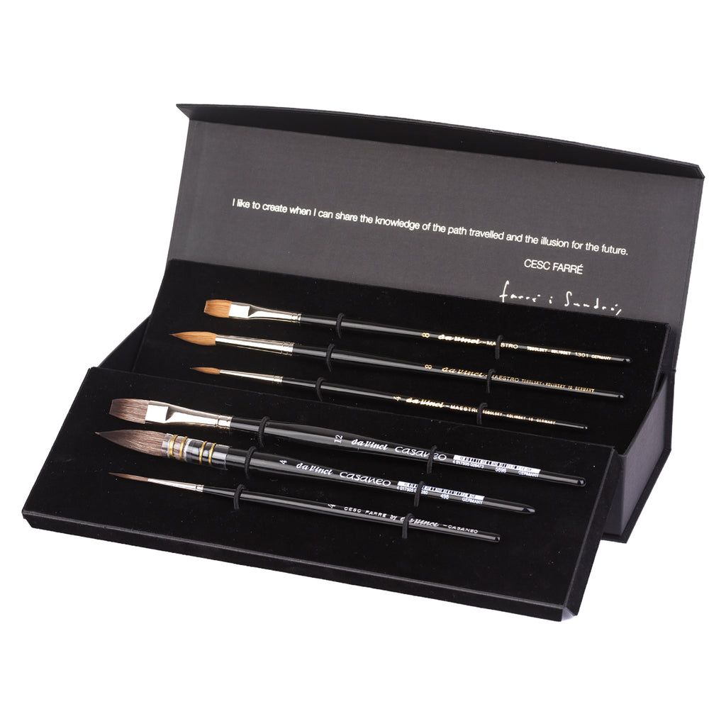 Artist Signature Collection by Cesc Farré, Watercolor Brushes, Assorted, 6 Brush Set in Gift Box