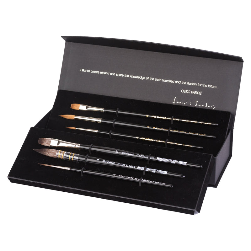 Artist Signature Collection by Cesc Farré, Watercolor Brushes, Assorted, 6 Brush Set in Gift Box