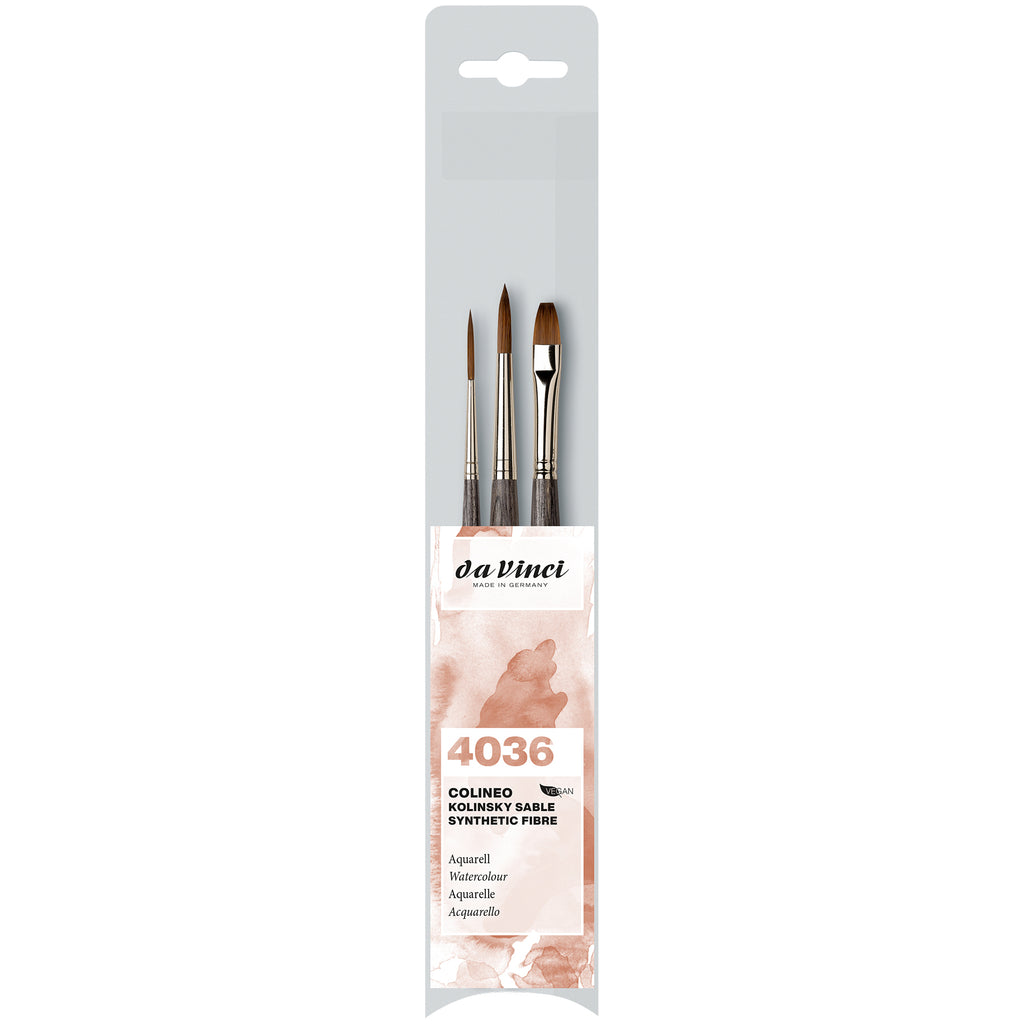 COLINEO Synthetic Red Sable, Watercolor & Acrylic, 3 Brush Set