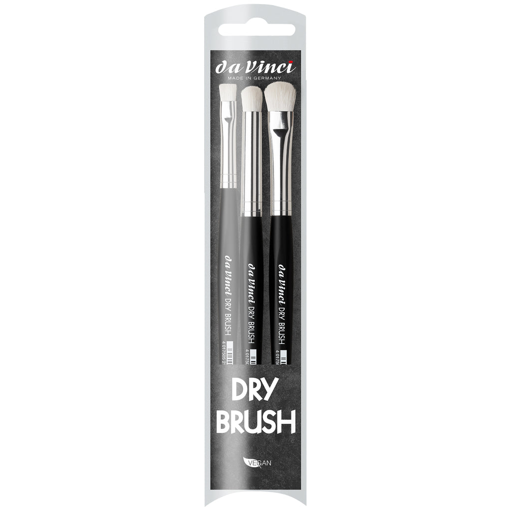 DRY BURSH Miniature Painting Brushes, Synthetic, All Paint Types, Assorted, 3 Brush Set