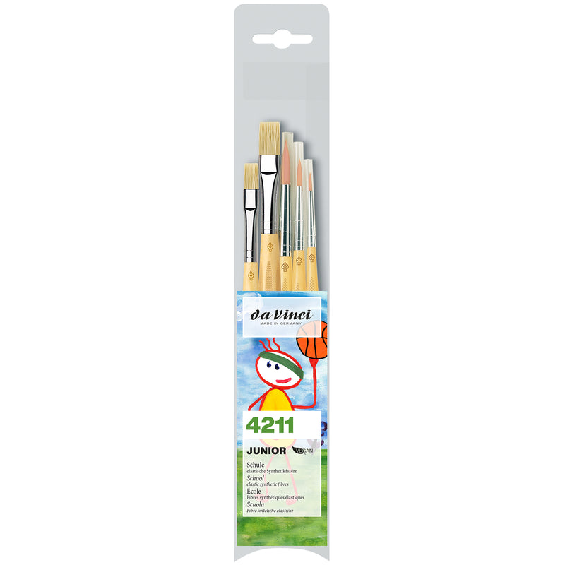 JUNIOR Synthetics & JUNIOR BORSTE Synthetic Student Brushes, Synthetic, Acrylic & Tempera, Assorted, 5 Brush Set