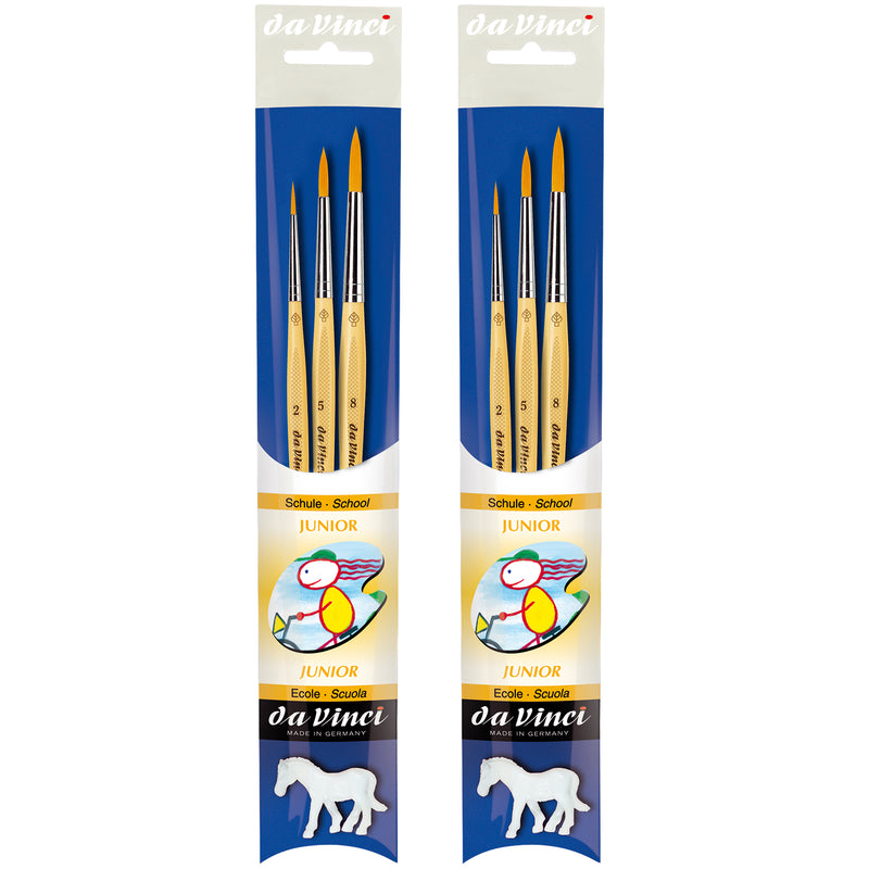 JUNIOR Synthetics Student Brushes, Synthetic, Acrylic & Tempera, Round, Series 303, Assorted Sizes, 3 Per Set, 2 Sets