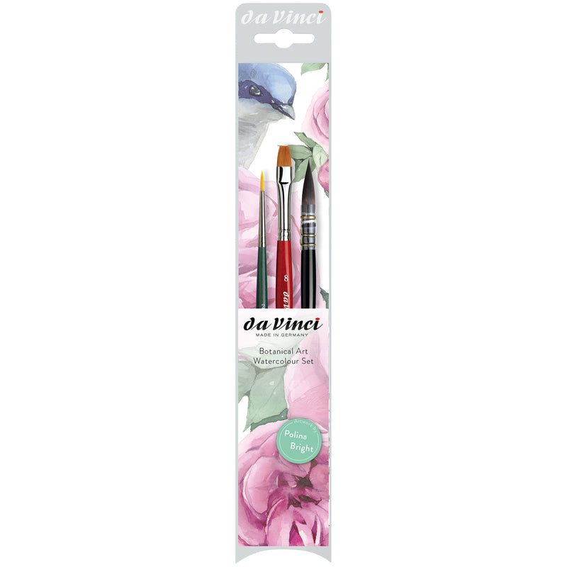 CASANEO, NOVA & COSMOTOP-SPIN Botanical Art Brush Set, Synthetic, Watercolor, Assorted, 3 Brush Set