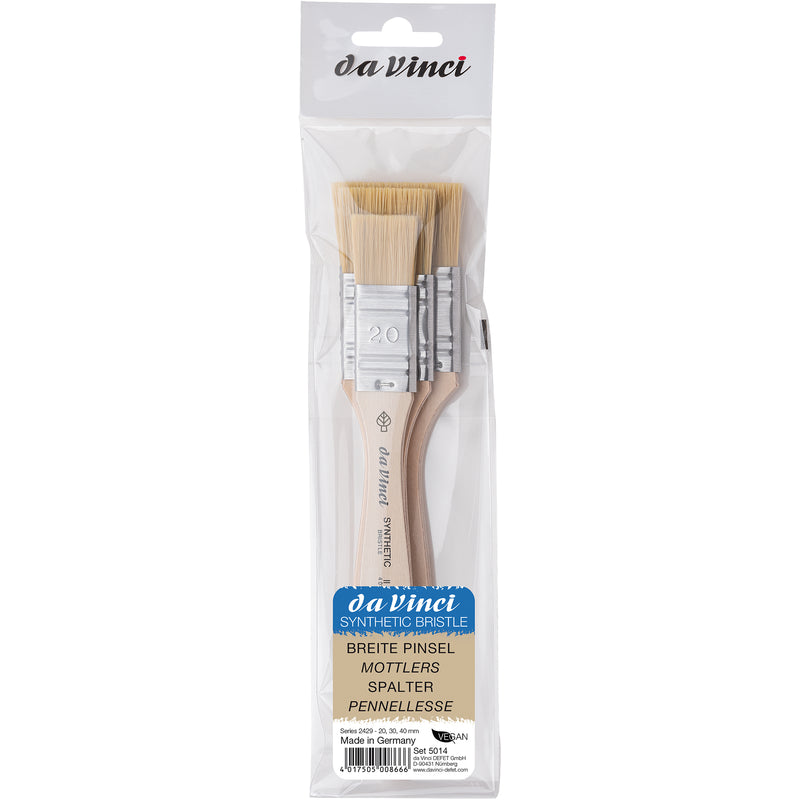 SYNTHETIC Mottler Brush, Natural Hog, Acrylic & Oil, Flat, Series 2429, 3 Brush Set