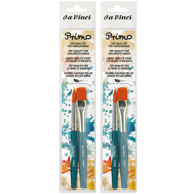 PRIMO Preschool Brushes, Synthetics, Tempera, Blue Handles, Assorted Sizes, 2 Per Set, 2 Sets