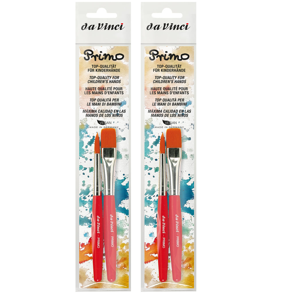 PRIMO Preschool Brushes, Synthetics, Tempera, Red Handles, Assorted Sizes, 2 Per Set, 2 Sets