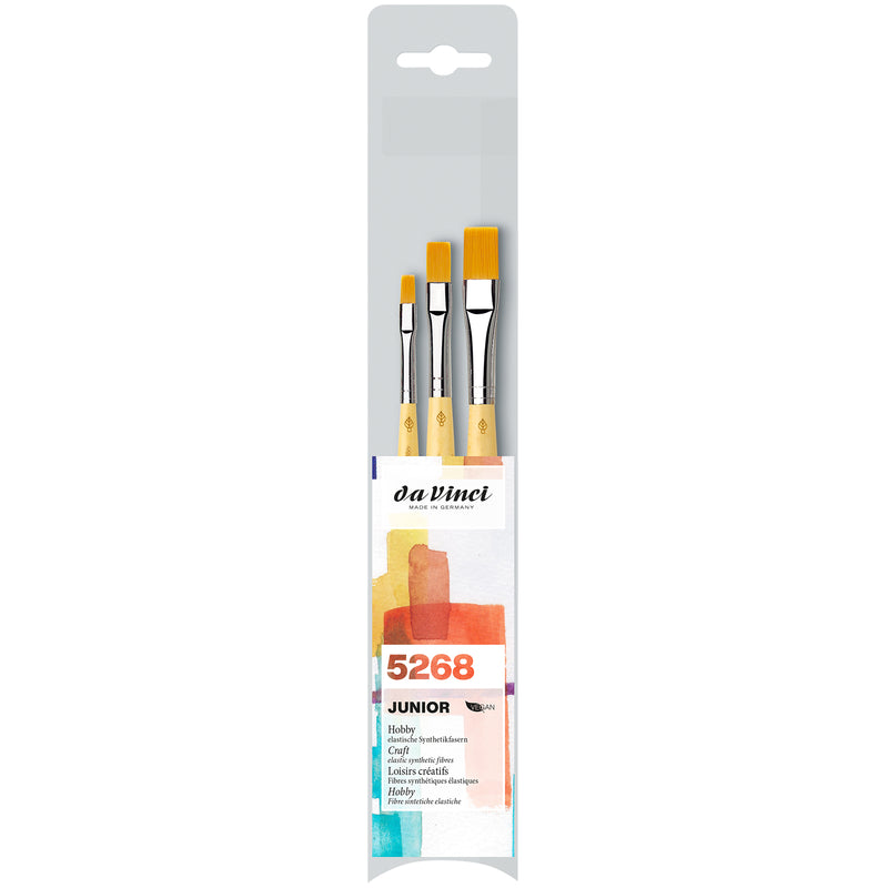 JUNIOR Synthetics Hobby Brushes, Synthetic, Acrylic & Tempera, Series 304, Assorted Sizes, 3 Brush Set