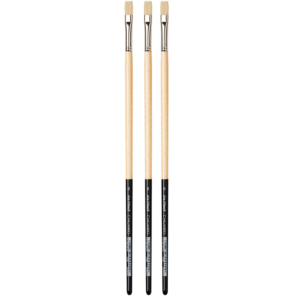 CHUNEO Synthetic Hog Bristle, Oil, Flat, Series 7129, Size 6, Pack of 3