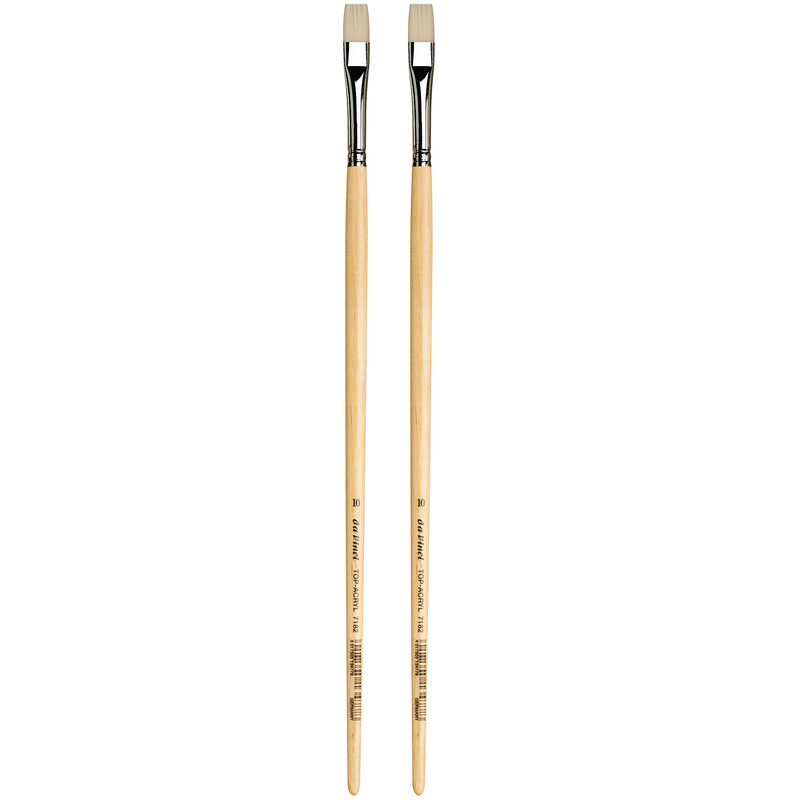 TOP-ACRYL Bright White Brush, Synthetic, Acrylic & Oil, Flat, Series 7182, Size 10, Pack of 2