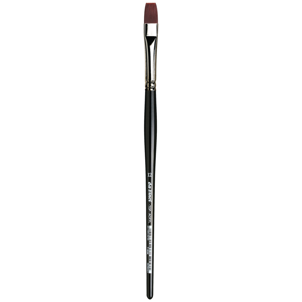 TOP-ACRYL Bright Red-Brown Brush, Synthetic, Acrylic & Oil, Flat, Series 7185K, Size 12