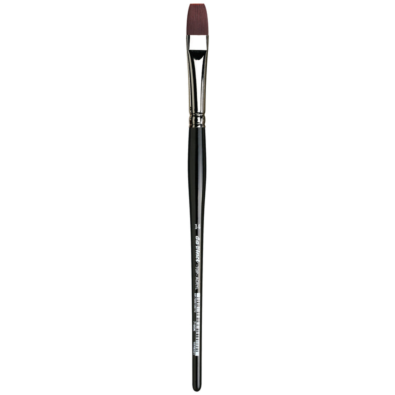 TOP-ACRYL Bright Red-Brown Brush, Synthetic, Acrylic & Oil, Flat, Series 7185K, Size 14