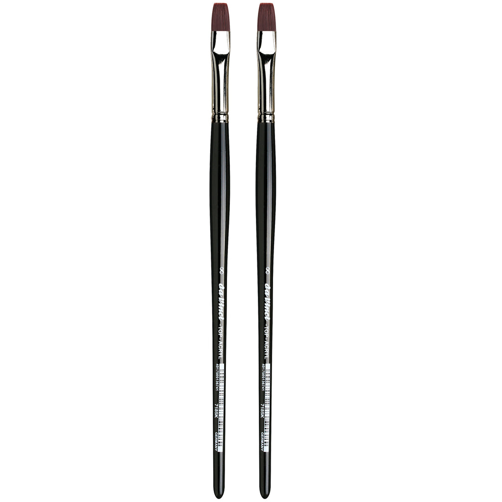 TOP-ACRYL Bright Red-Brown Brush, Synthetic, Acrylic & Oil, Flat, Series 7185K, Size 8, Pack of 2