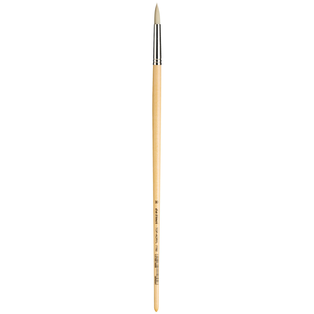 TOP-ACRYL White Brush, Synthetic, Acrylic & Oil, Round, Series 7782, Size 10