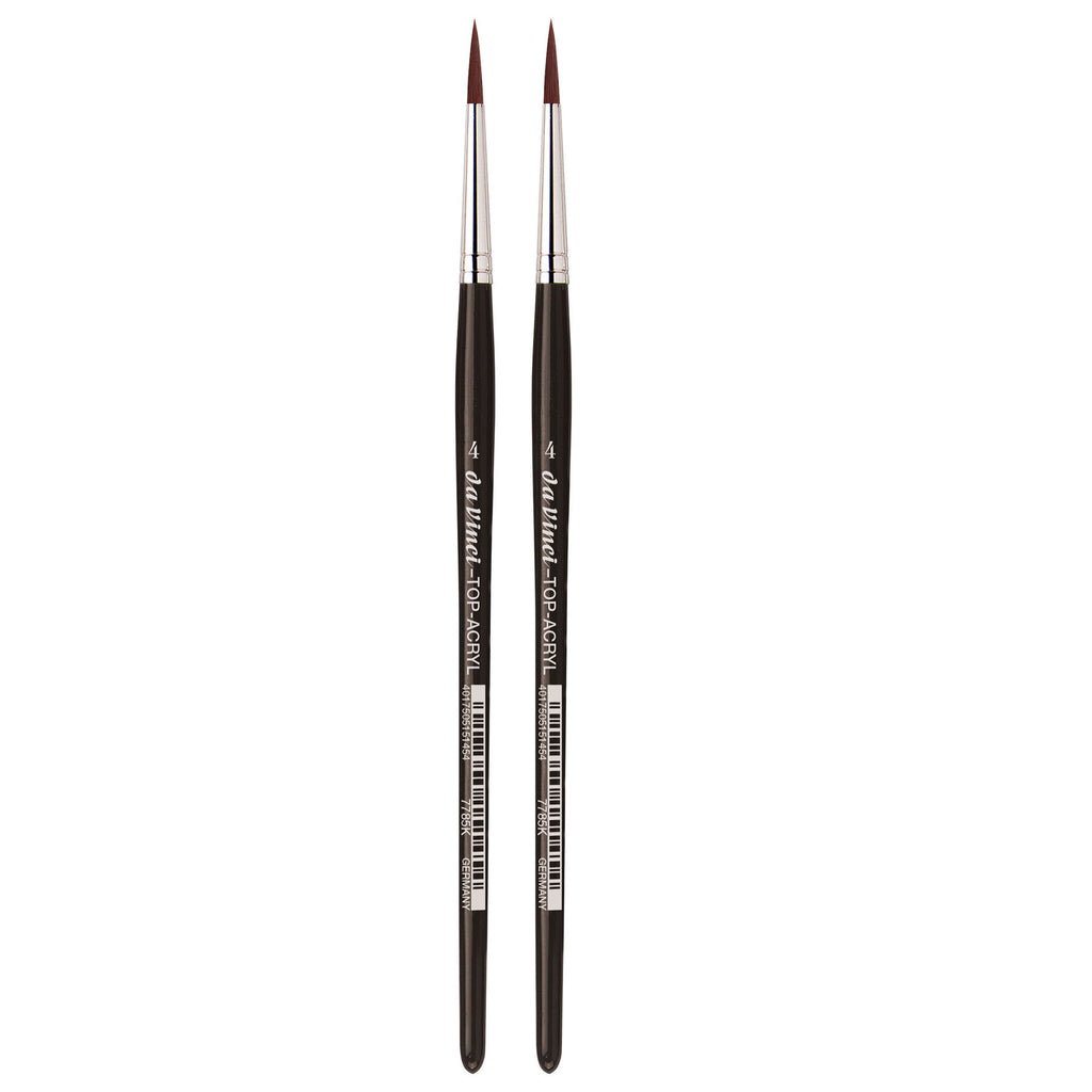 TOP-ACRYL Red-Brown Brush, Synthetic, Acrylic & Oil, Round, Series 7785K, Size 4, Pack of 2