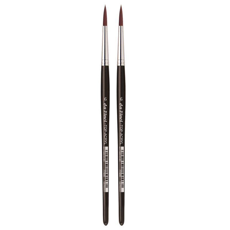 TOP-ACRYL Red-Brown Brush, Synthetic, Acrylic & Oil, Round, Series 7785K, Size 6, Pack of 2