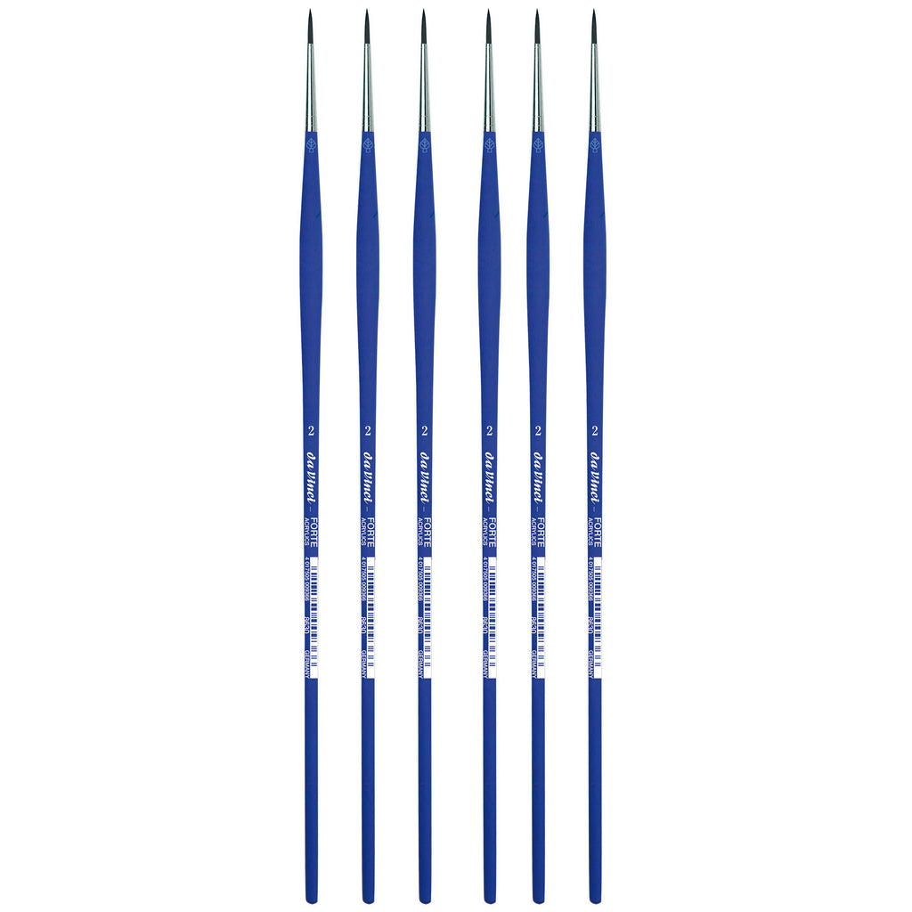 FORTE-Acrylics Student Brush, Synthetic, Acrylic & Oil, Round, Series 8630, Size 2, Pack of 6