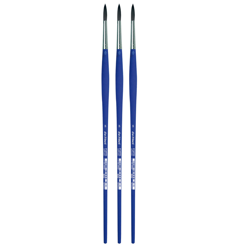 FORTE-Acrylics Student Brush, Synthetic, Acrylic & Oil, Round, Series 8630, Size 8, Pack of 3