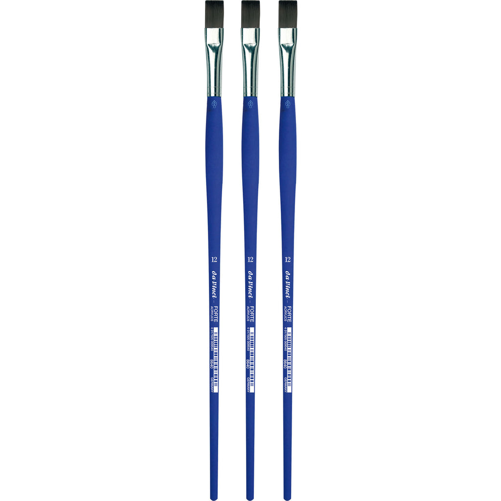 FORTE-Acrylics Student Brush, Synthetic, Acrylic & Oil, Flat, Series 8640, Size 12, Pack of 3