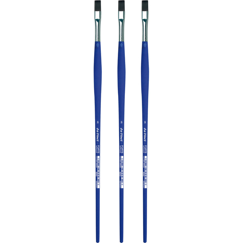 FORTE-Acrylics Student Brush, Synthetic, Acrylic & Oil, Flat, Series 8640, Size 8, Pack of 3