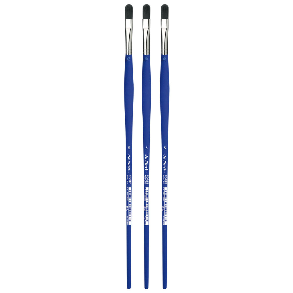FORTE-Acrylics Student Brush, Synthetic, Acrylic & Oil, Filbert, Series 8650, Size 8, Pack of 3