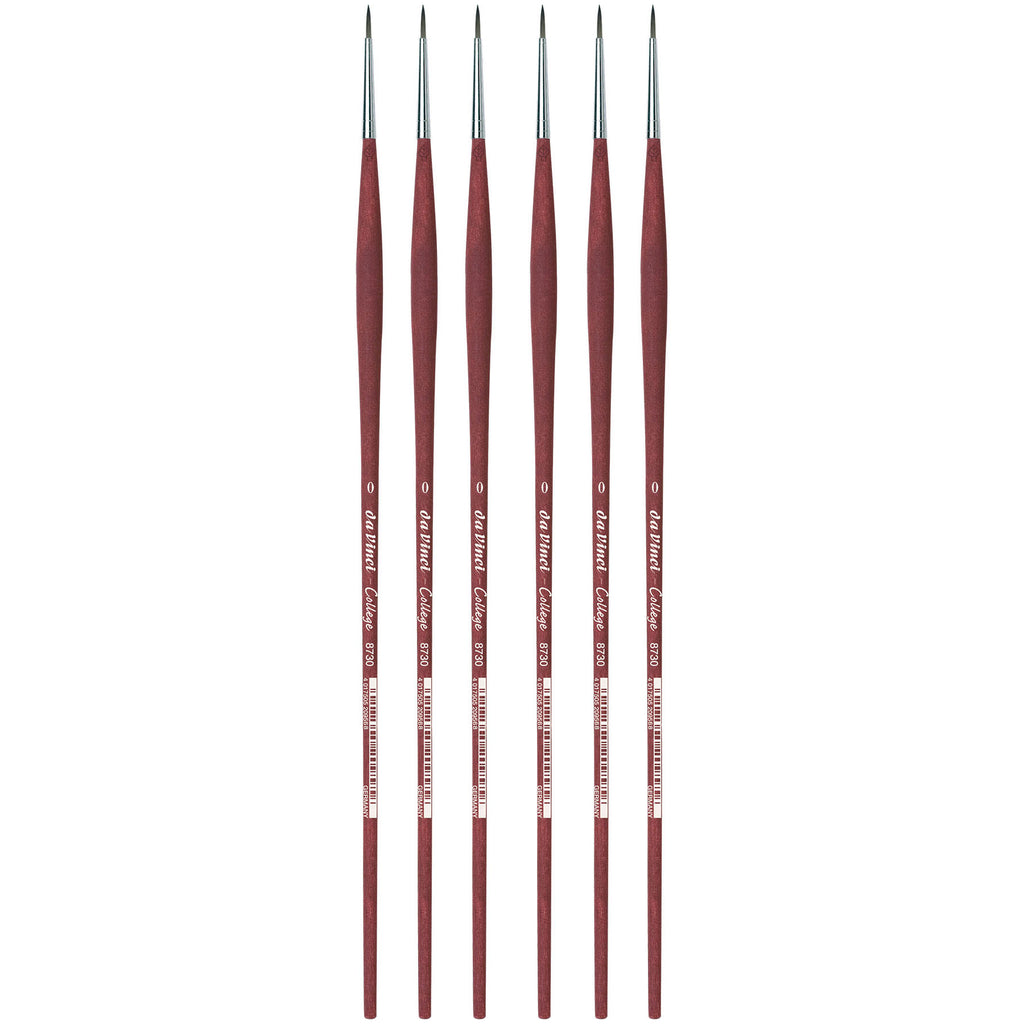 COLLEGE Student Brush, Synthetic, Acrylic & Oil, Round, Series 8730, Size 0, Pack of 6