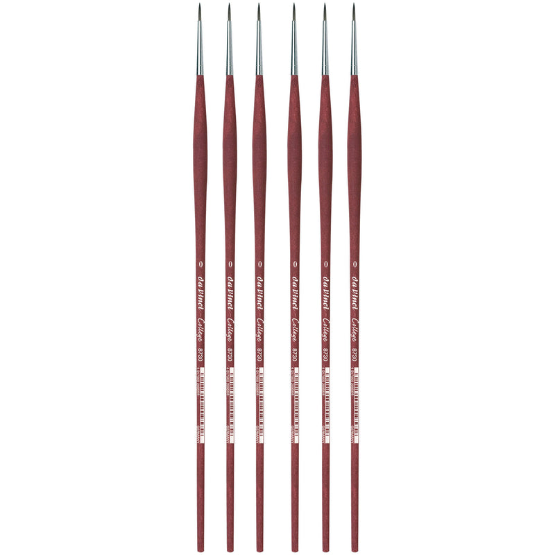 COLLEGE Student Brush, Synthetic, Acrylic & Oil, Round, Series 8730, Size 0, Pack of 6