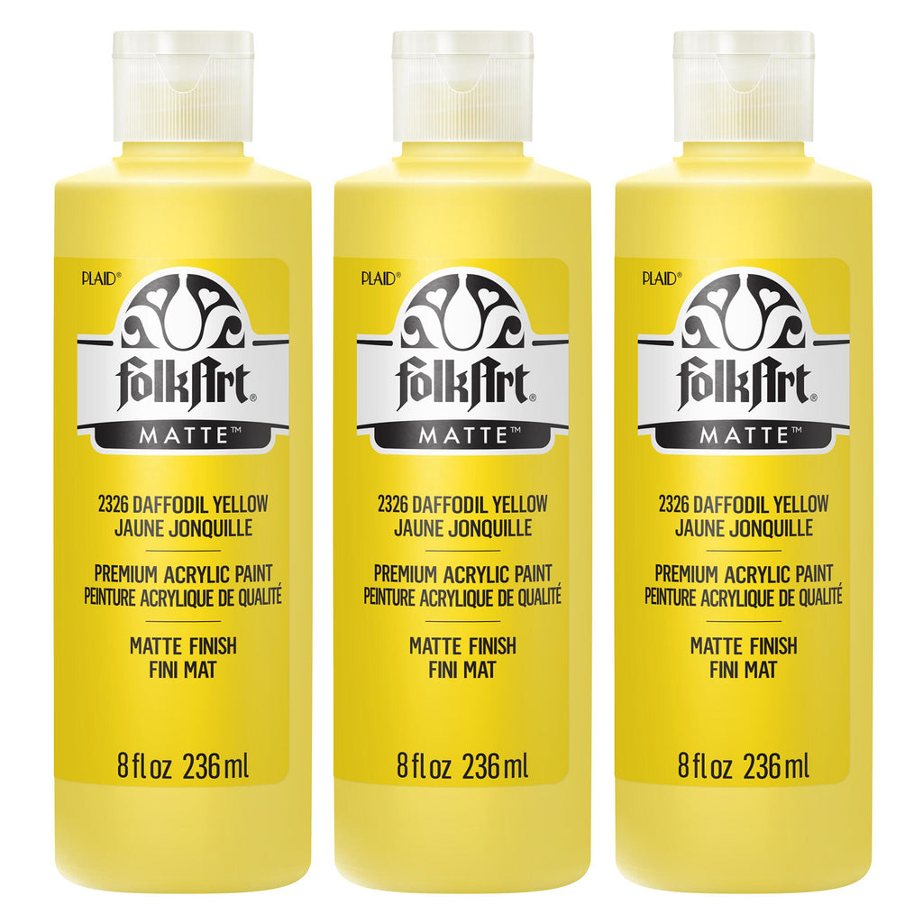 Acrylic Paint Matte, 8oz., Daffodil Yellow, Pack of 3