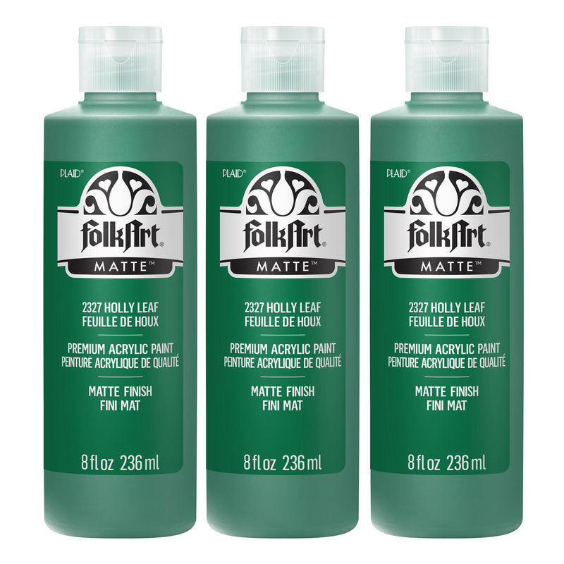 Acrylic Paint Matte, 8oz., Holly Leaf, Pack of 3